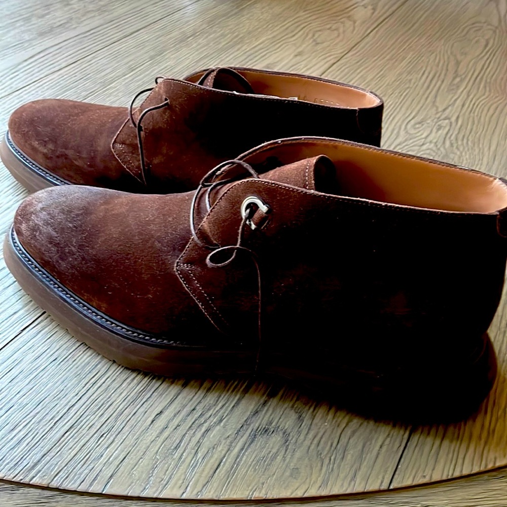 Like new Salvatore Ferragamo chukka boots.  Brown suede.  Size 10.5 D